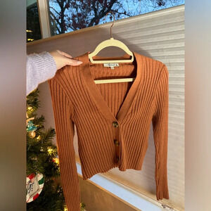 Madewell ribbed wool blend cropped cardigan, M